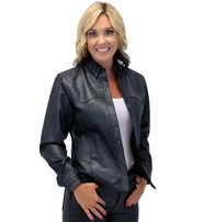 Jamin Leather® Frontier Black Leather Shirt for Women #LS43K