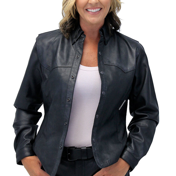 Faux Leather Shirt Jacket for Tall Women