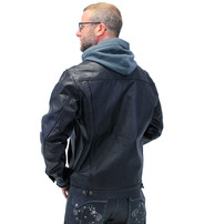 Jamin Leather® Men's Hoodie Leather Jean Jacket w/Concealed  Pockets & Hoodie #M1412HK
