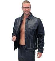 Jamin Leather Black Vintage Leather Jean Jacket with Concealed Pockets #MA6643K