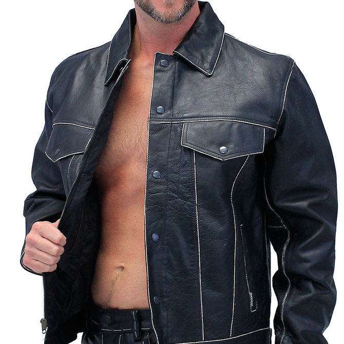 Jamin Leather® Genuine Bone Studded Fringe Leather Jacket #L1615FBK