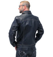 Jamin Leather® Black Vintage Leather Jean Jacket with Concealed Pockets #MA6643K