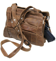 Expandable Vintage Brown Leather Concealed Pocket Purse #P5281GN