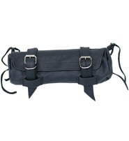 Round Soft Black Leather Motorcycle Tool Pouch #TP716K