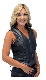 Soft Lambskin Leather Vest w/Braid Trim #VL221LB (XL-5X)