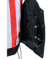 Unik USA Flag Lined Women's Side Lace Concealed Pocket Leather Vest #VL6890USA