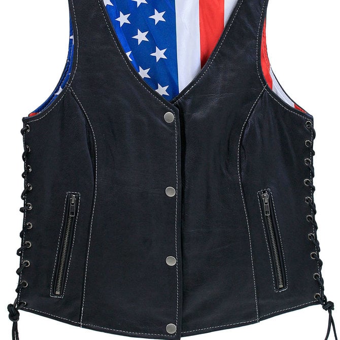 Milwaukee Premium Buffalo Nickel Snap Leather Vest w/Concealed Pockets  #VM3701NGLK