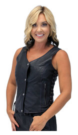 Unik Purple Stitch Women's Double Concealed Pocket Side Lace Vest #VL6890GLP