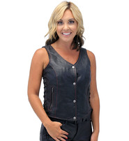 Unik Red Stitch Women's Double Concealed Pocket Side Lace Vest #VL6895GLR