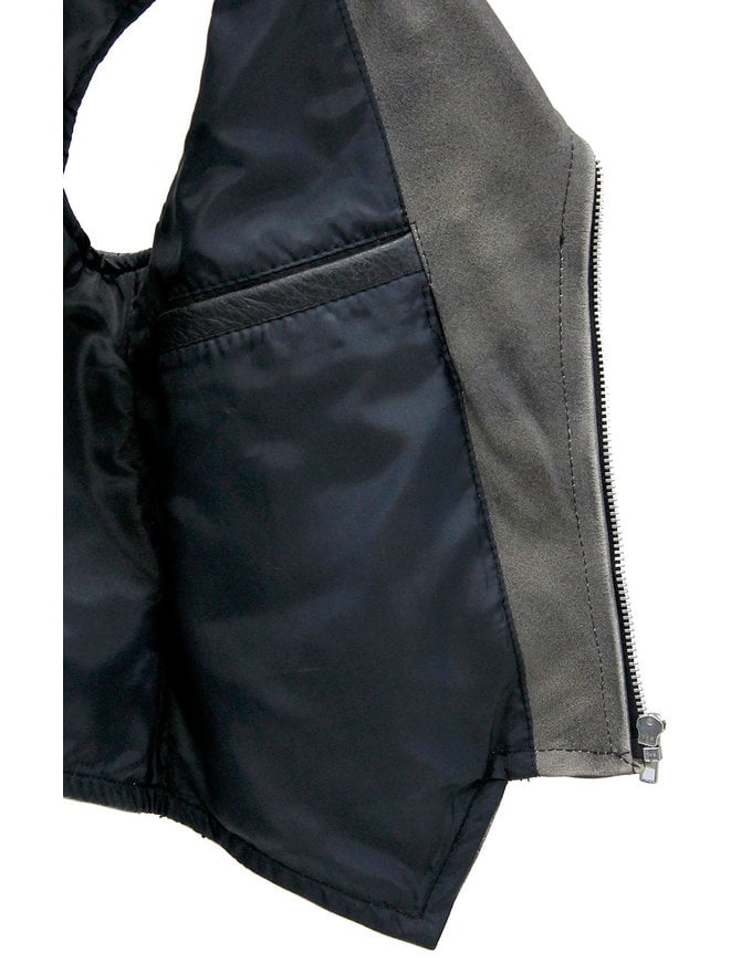 Jamin Leather Women's Vintage Brown V-Zip Leather Vest #VLA2038ZN