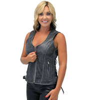 Vintage Gray Women's Dual Concealed Pocket Side Lace Zip Vest #VLA801GLG