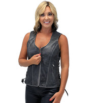 Vintage Gray Women's Dual Concealed Pocket Side Lace Zip Vest #VLA801GLG