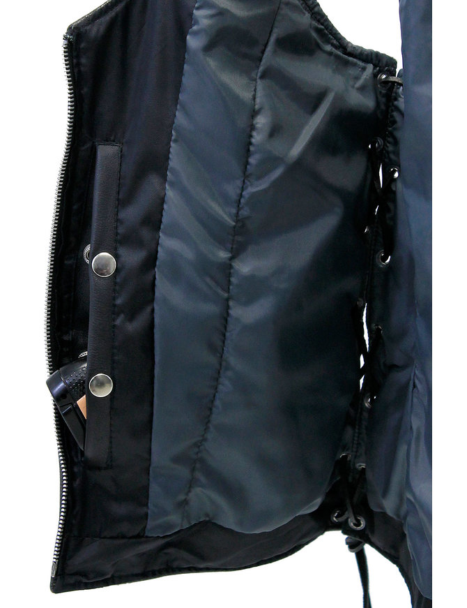 Vintage Gray Women's Dual Concealed Pocket Side Lace Zip Vest #VLA801GLG