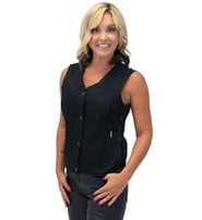 Heavy Denim Women's Side Lace Concealed Pocket Biker Vest #VLC519GLK