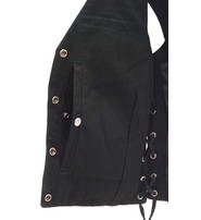 Heavy Denim Women's Side Lace Concealed Pocket Biker Vest #VLC519GLK