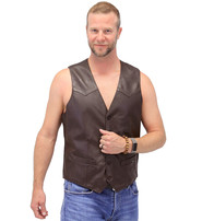 Jamin Leather® Premium Brown Button Down Lambskin Leather Vest for Men #VM504BTN