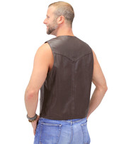 Jamin Leather® Premium Brown Button Down Lambskin Leather Vest for Men #VM504BTN