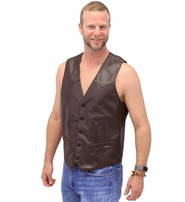 Jamin Leather® Premium Brown Button Down Lambskin Leather Vest for Men #VM504BTN