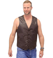 Jamin Leather® Premium Brown Button Down Lambskin Leather Vest for Men #VM504BTN