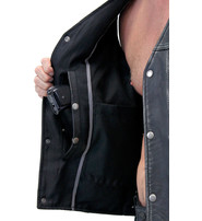 Unik Vintage Black Side Lace Concealed Pocket Straight Bottom Vest #VMA2611GK