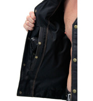 Unik Vintage Brown Side Lace Concealed Pocket Straight Bottom Vest #VMA2612GN