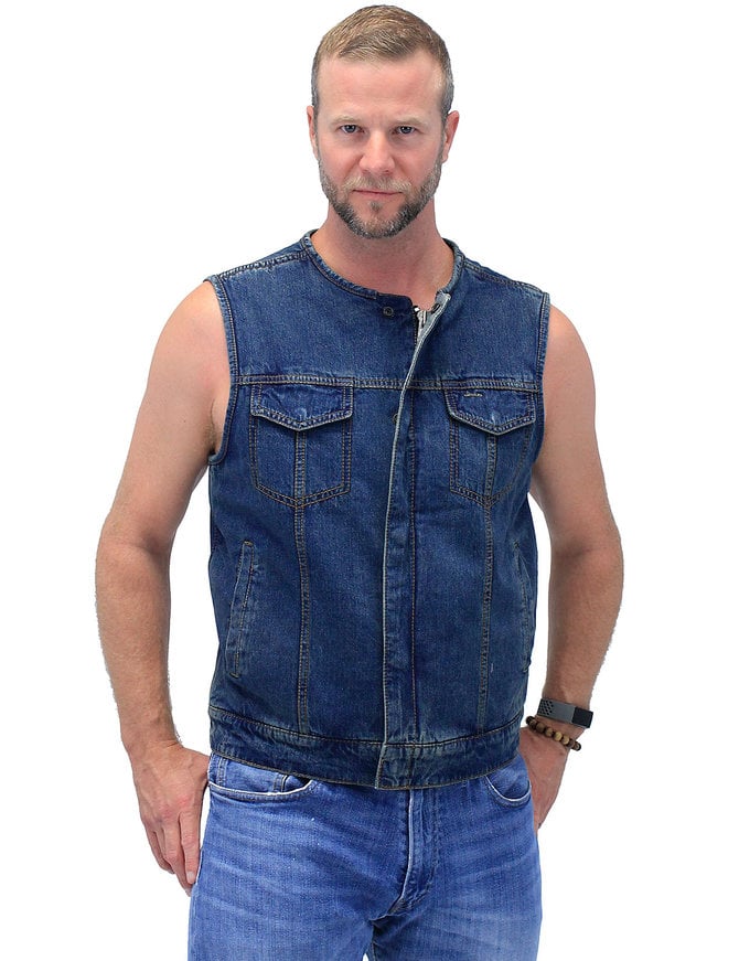 First MFG Blue Denim Club Vest w/Easy Access Pocket #VMC624GU