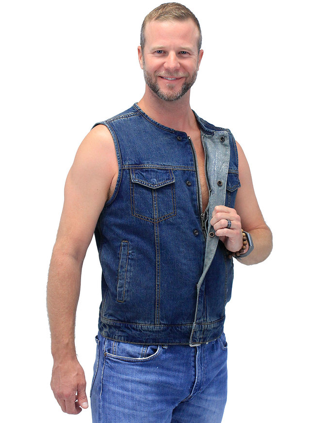 First MFG Blue Denim Club Vest w/Easy Access Pocket #VMC624GU