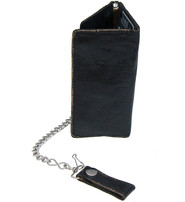 Antique Black 10 Pocket Soft Leather Chain Wallet #WC90550AK