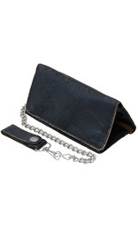 Antique Black 10 Pocket Soft Leather Chain Wallet #WC90550AK