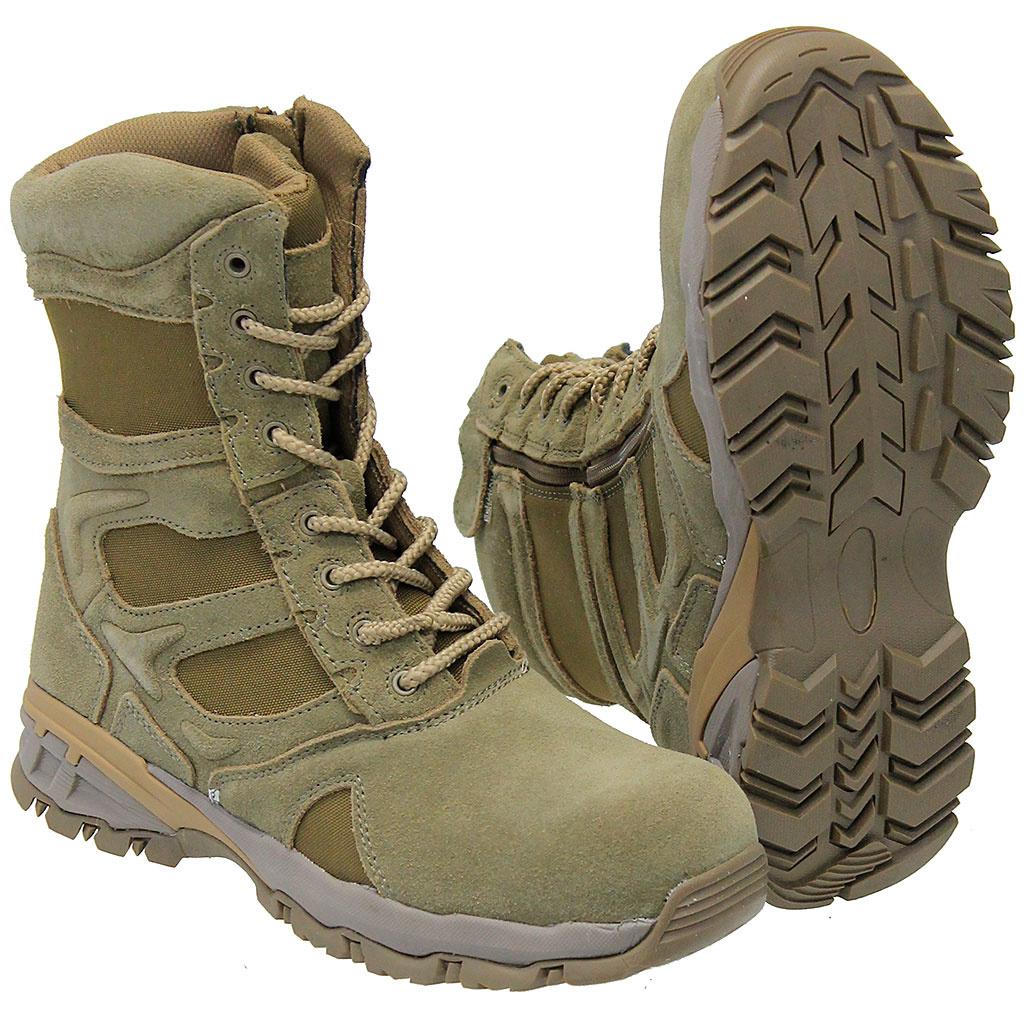 Men's Tan Comp Toe Forced Entry Tactical Zip Boots BM57641ZLT Jamin