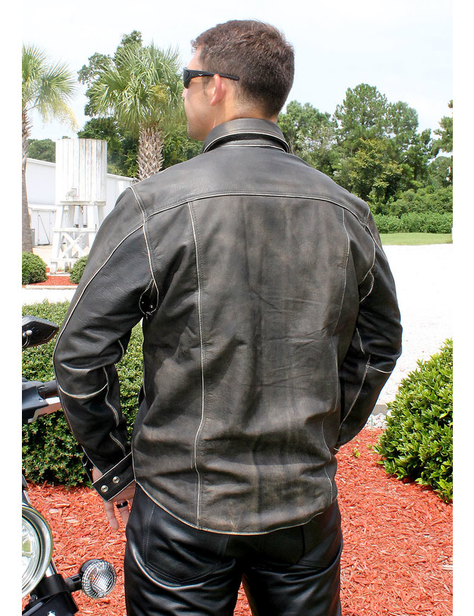 Jamin Leather® Classic Vintage Leather Shirt - Jean Style #MSA9012N