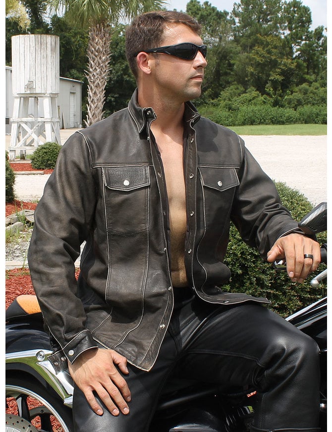 Jamin Leather® Classic Vintage Leather Shirt - Jean Style #MSA9012N