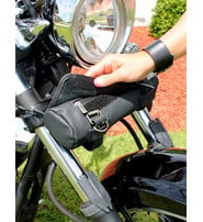 Round Soft Black Leather Motorcycle Tool Pouch #TP716K