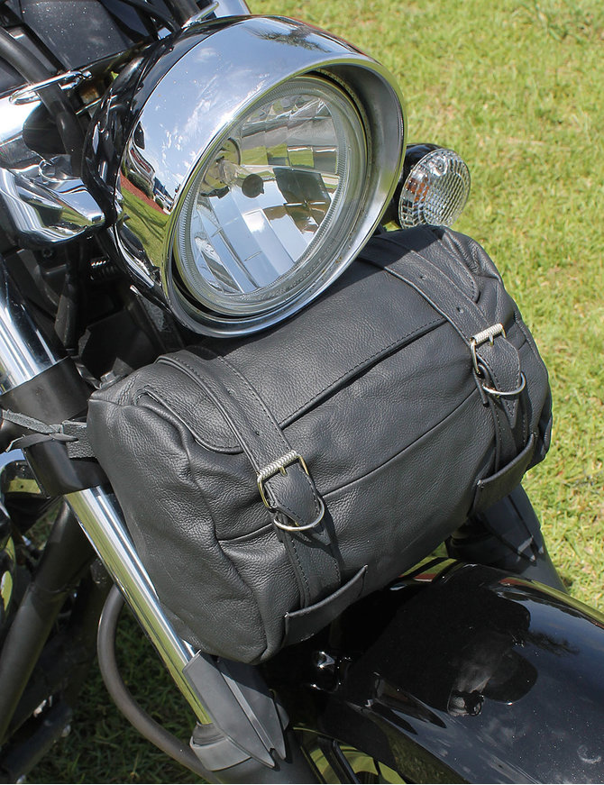 Large Soft Black Leather Motorcycle Tool Pouch #TP744K