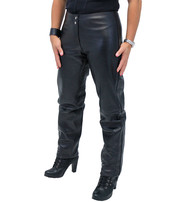 Double Snap Ladies Lambskin Leather Pants #LP3213K