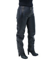 Double Snap Ladies Lambskin Leather Pants #LP3213K