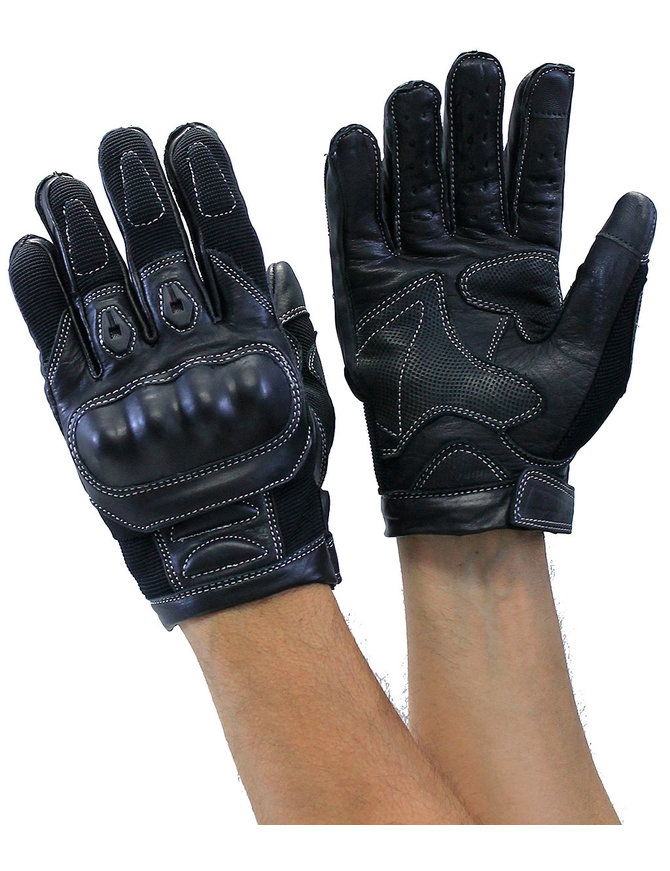 Ultimate Leather Motorcycle Gloves w/Knuckle Armor #G8245KNK