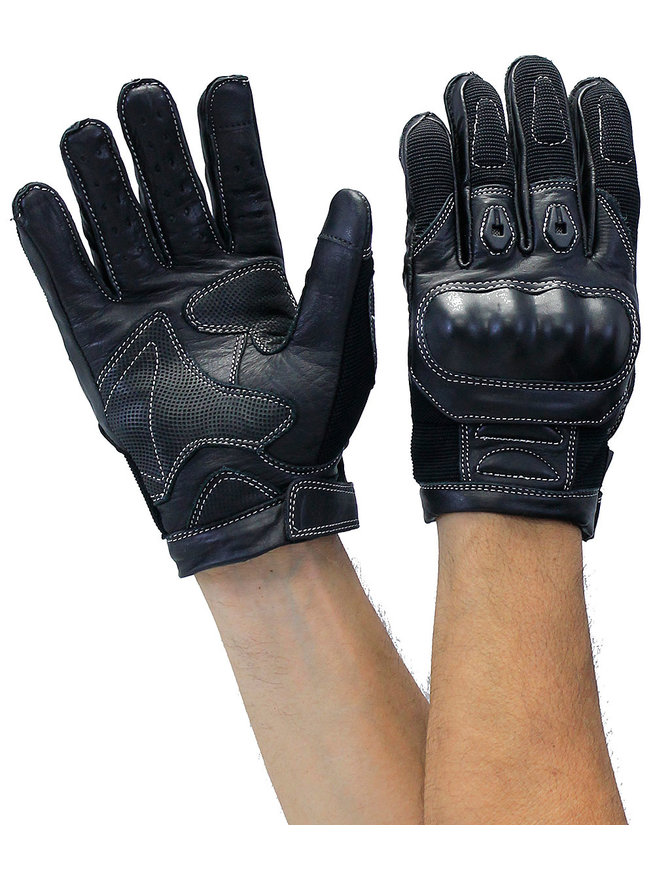 Ultimate Leather Motorcycle Gloves w/Knuckle Armor #G8245KNK