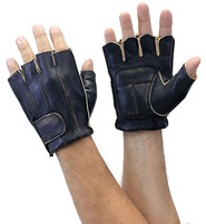 Vintage Brown Gel Palm Fingerless Gloves #G81342N