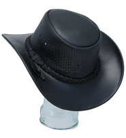 Black Perforated Leather Cowboy Hat #H92210VK