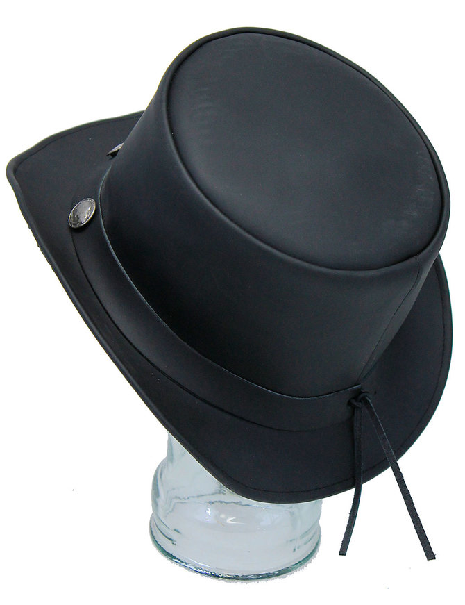 Imported Buffalo Nickel Biker Leather Top Hat #H9229BUFK