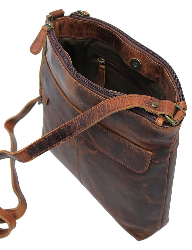 Large Vintage Brown Leather Concealed Pocket Purse #P161571AN