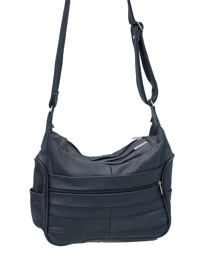 Double Top Zipper Black Heavy Leather Purse PM10K Jamin Leather