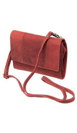 Vintage Red Leather Large Clutch Purse with Strap #WL163522AR