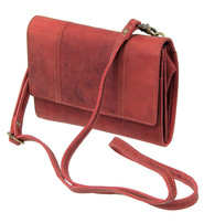 Vintage Red Leather Large Clutch Purse with Strap #WL163522AR