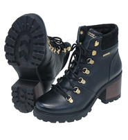 Black Ankle Boot w/Lug Sole & Heel #BL130105LK