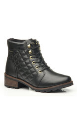 Black Quilted Lace-Up Ankle Boot #BL140404QK (8.5,9,10 only)