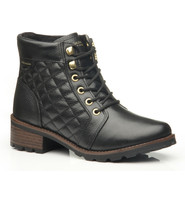 Black Quilted Lace-Up Ankle Boot #BL140404QK -