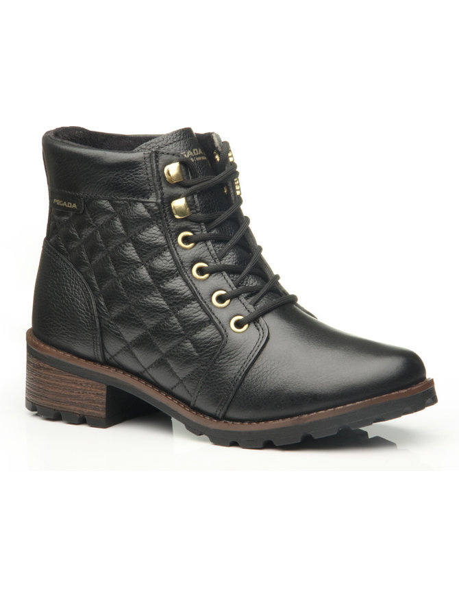 Black Quilted Lace-Up Ankle Boot #BL140404QK -