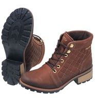 Rustic Brown Quilted Lace-Up Ankle Boot #BL140409QN